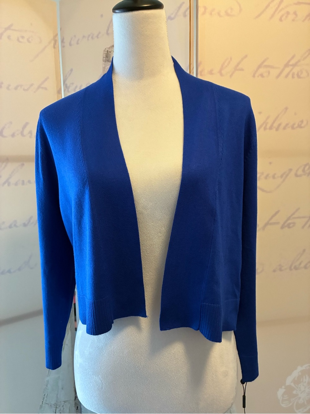 NWOT Calvin Klein Open-Front Three Quarter Sleeve Cardigan in Cobalt Blue